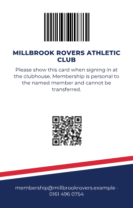 Club Stripe portrait back with fictional example details